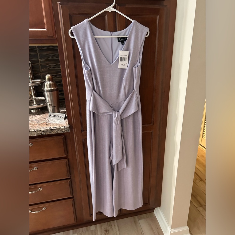 Connected Apparel Lavender Sleeveless Jumpsuit with Waist Tie